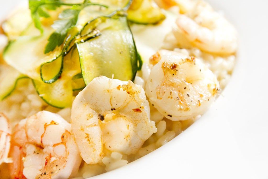Risotto met courgette, citroen en scampi’s