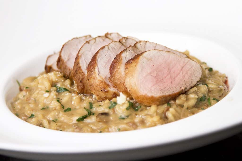 Risotto met paddestoelen & varkenshaas